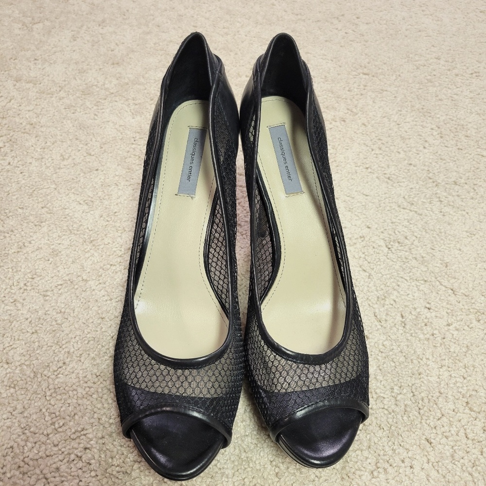 Women's Classiques Entier Black Mesh Peeptoe Stiletto Size 9